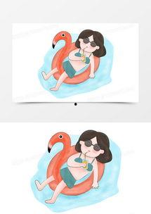 卡通女孩躺着吃瓜,夏日悠闲时光